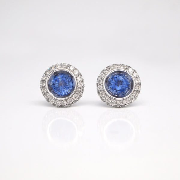 18K White Gold Sapphire And Diamond Earrings - Judith Arnell Jewelers
