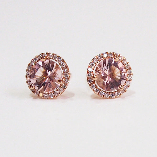 14K Pink Gold Morganite Diamond Earrings | Judith Arnell - Judith ...