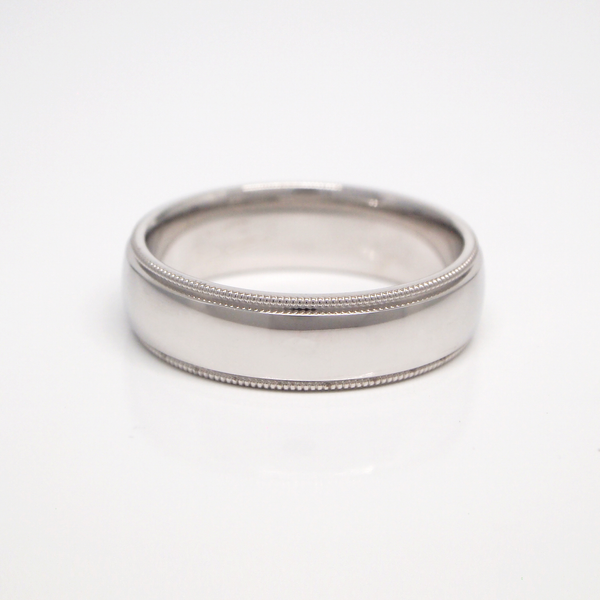 14K White Gold Milgrain Men's Wedding Band | Judith Arnell - Judith ...