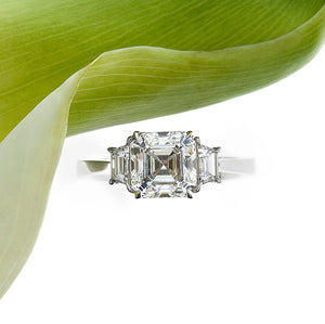 Daniel K platinum three stone diamond engagement ring