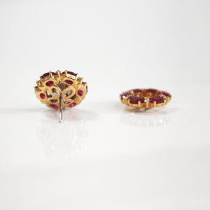 18K Yellow Gold Ruby And Diamond Earring Jackets