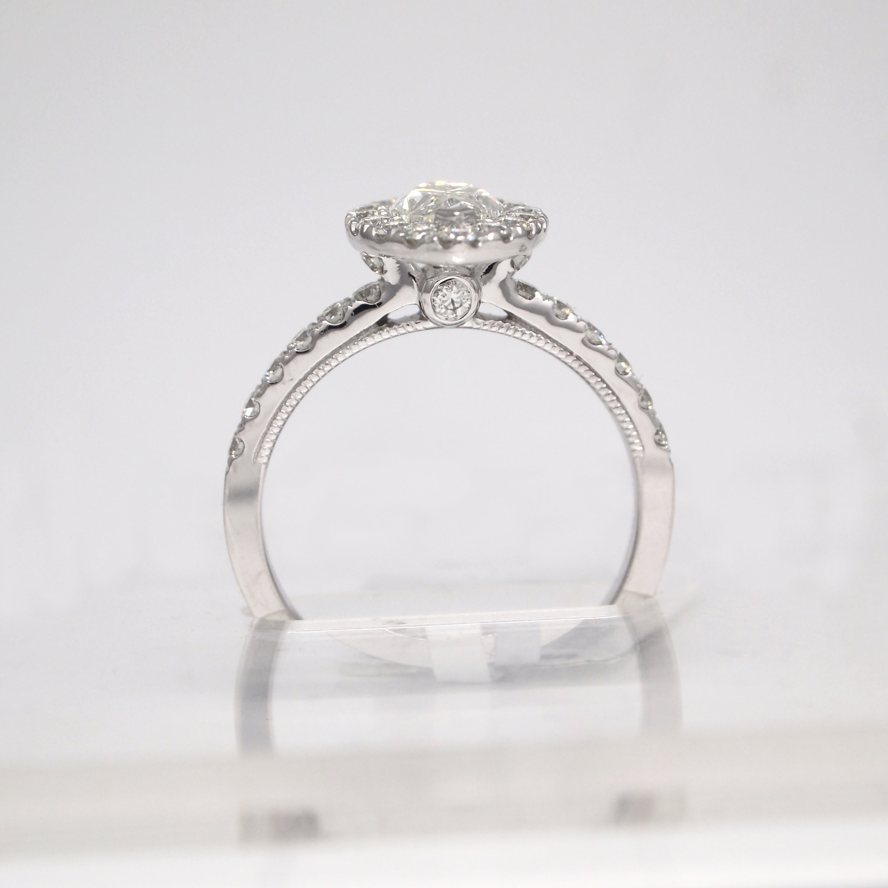 14K White Gold Diamond Halo Engagement Ring | Judith Arnell - Judith ...