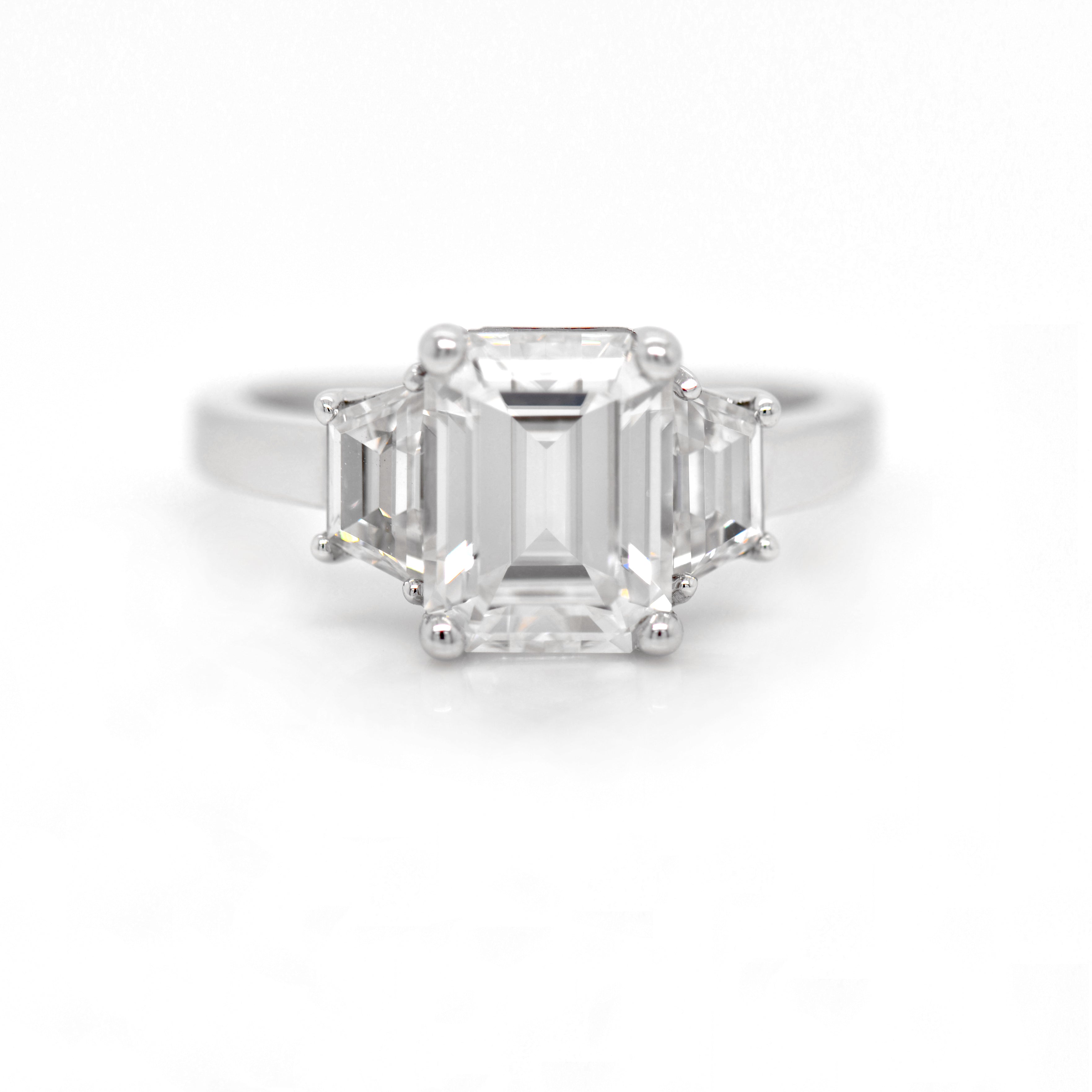 14K White Gold 3-Stone Moissanite Engagement Ring - Judith Arnell