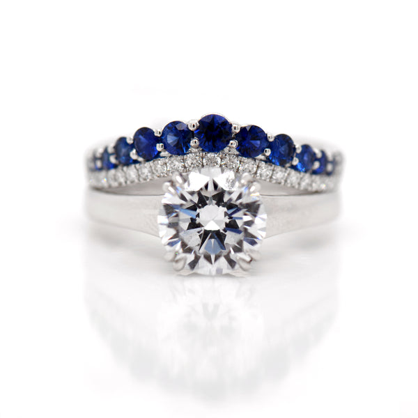 Platinum Diamond And Sapphire Tiara Wedding Band - Judith Arnell Jewelers