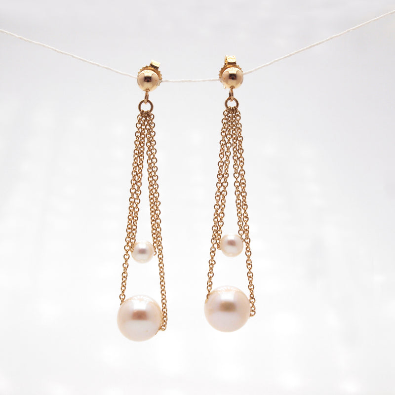 14K Yellow Gold Moondrop Pearl Earrings - Judith Arnell Jewelers